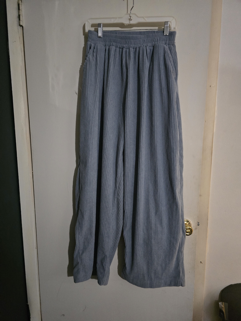 Source Unknown Light Blue Ribbed Wide-Leg Lounge Pants